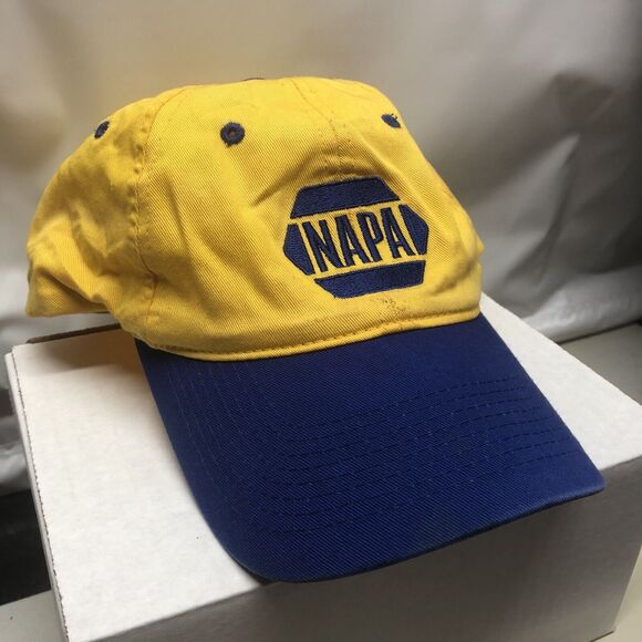 NAPA 75th Anniversary Mens Yellow Blue Adjustable H&L Strapback Hat Cap Baseball - Picture 3 of 11